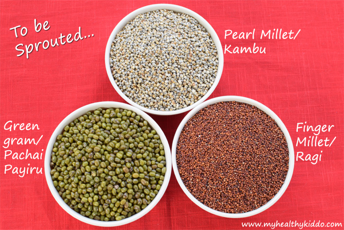 Grains to be sprouted for Sathu Maavu