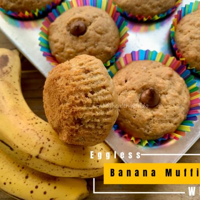 Eggless Whole Wheat Banana Muffins