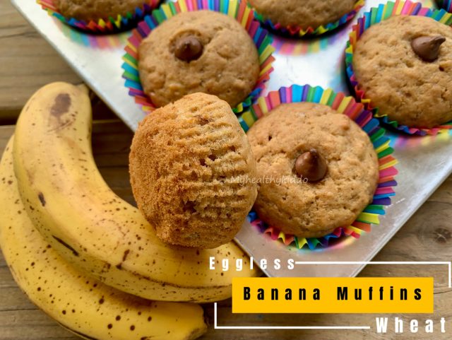 Eggless banana muffins