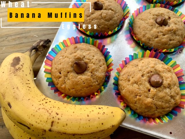 Whole wheat banana muffins eggless