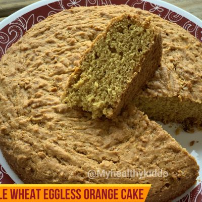 Whole wheat eggless orange cake
