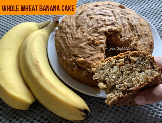 Eggless wheat banana cake recipe